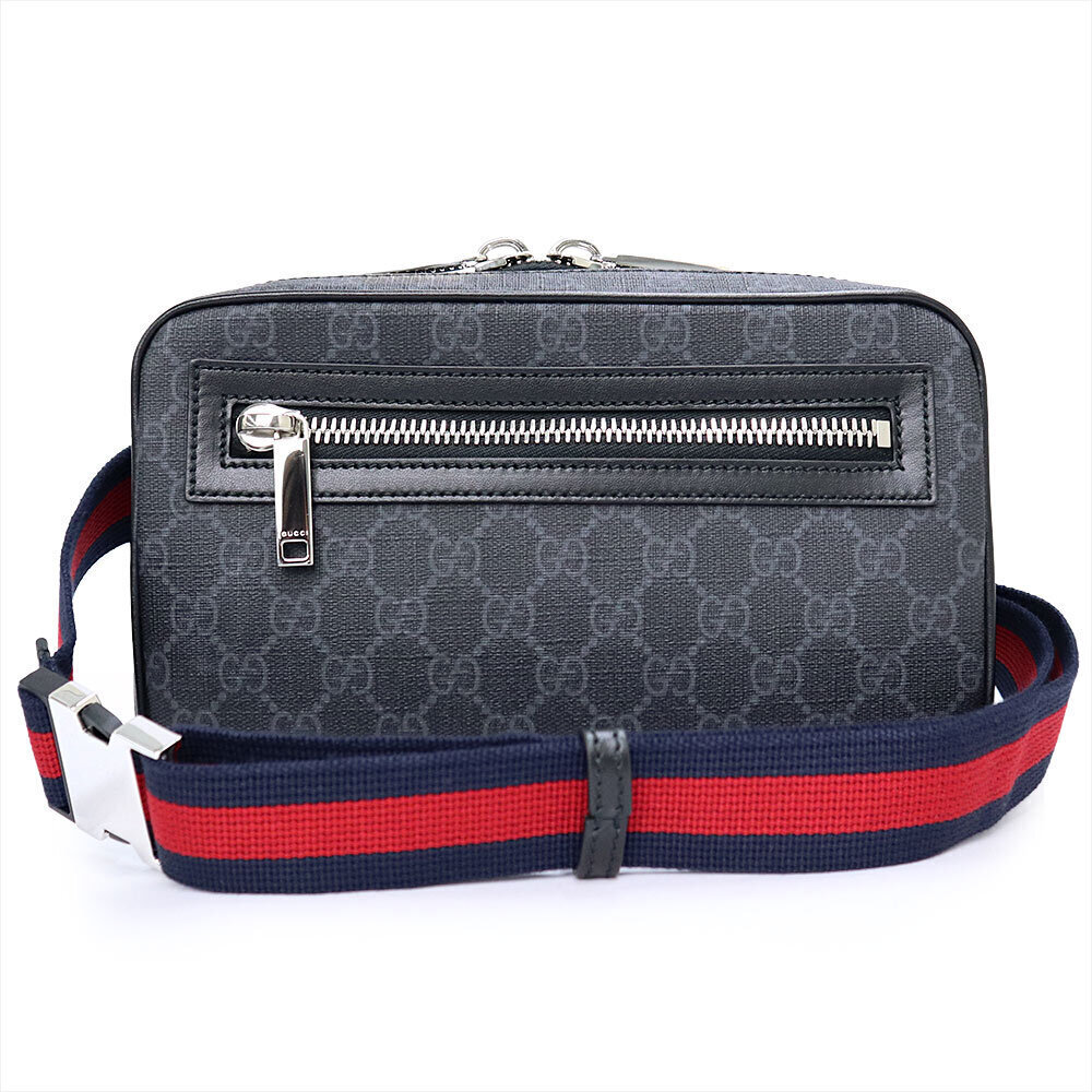 Gucci GG Black Belt Bag Supreme Leather Waist Shoulder Body Crossbody